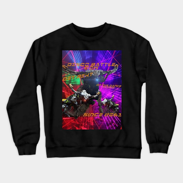 DISCO BATTLE COW - GET REKT! Crewneck Sweatshirt by Killerbunny2007